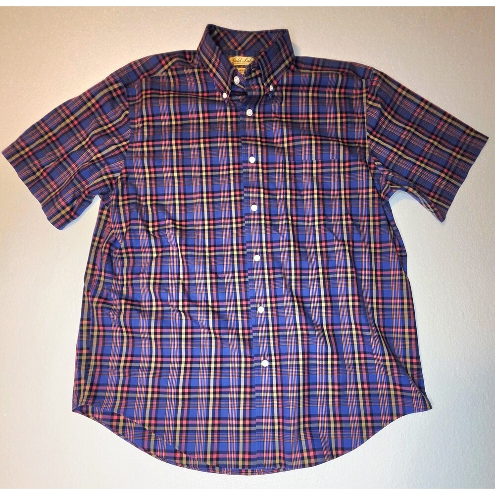 Roundtree & Yorke Gold Label S/S Perfect Performance Men's XL Plaid Non-Iron